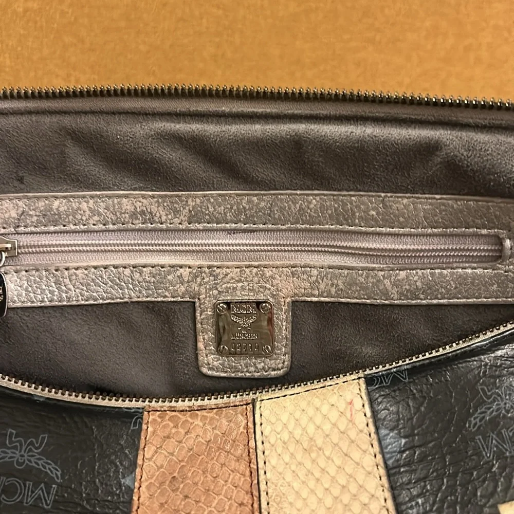 MCM Black Satchel with Pink, Yellow & Tan Accents